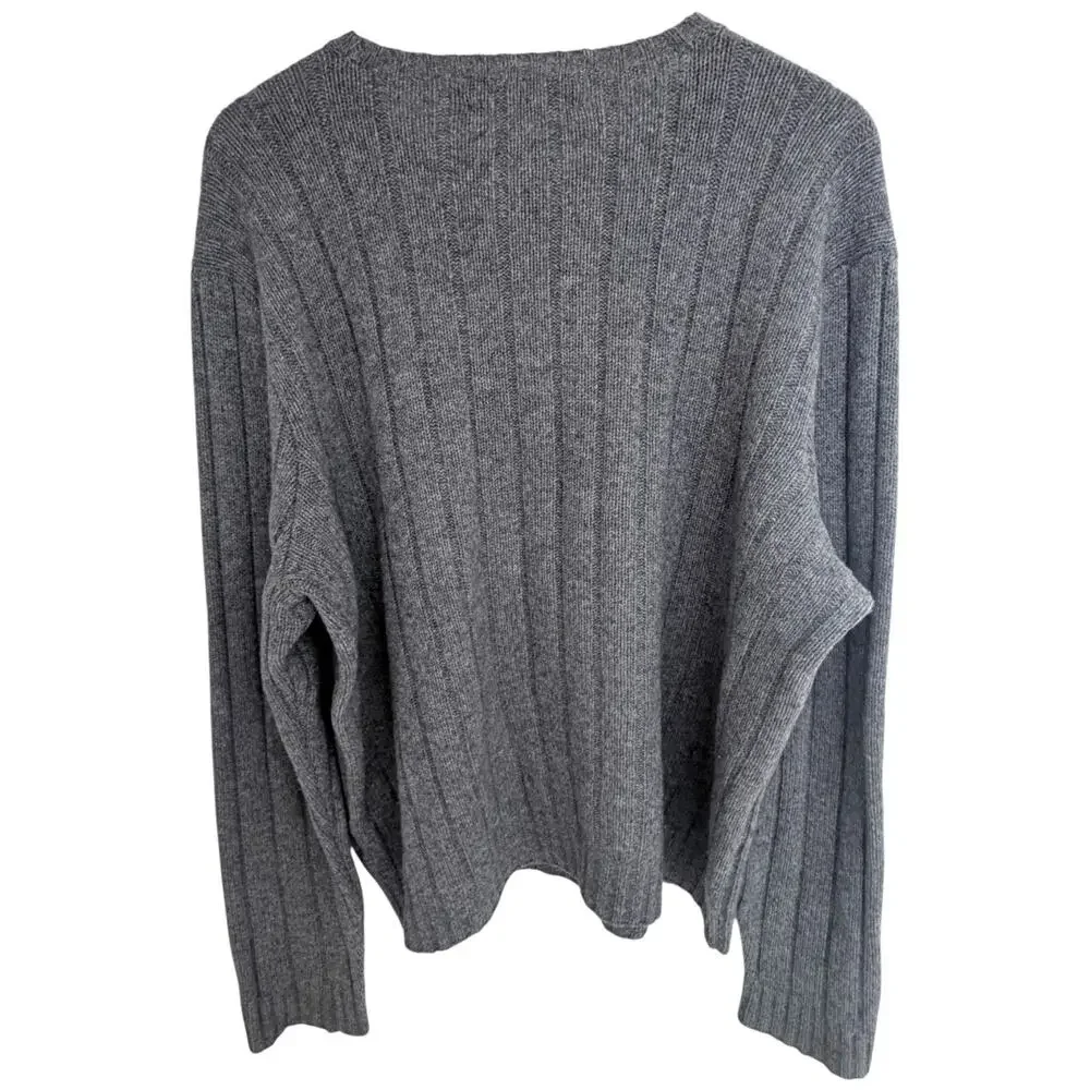 Polo Ralph Lauren Lambswool Sweater Mens XL Gray Rib Knit